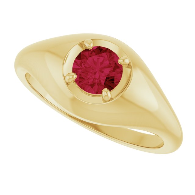 Round Lab-Grown Ruby Solitaire Ring Profile 9K/18K Solid Gold