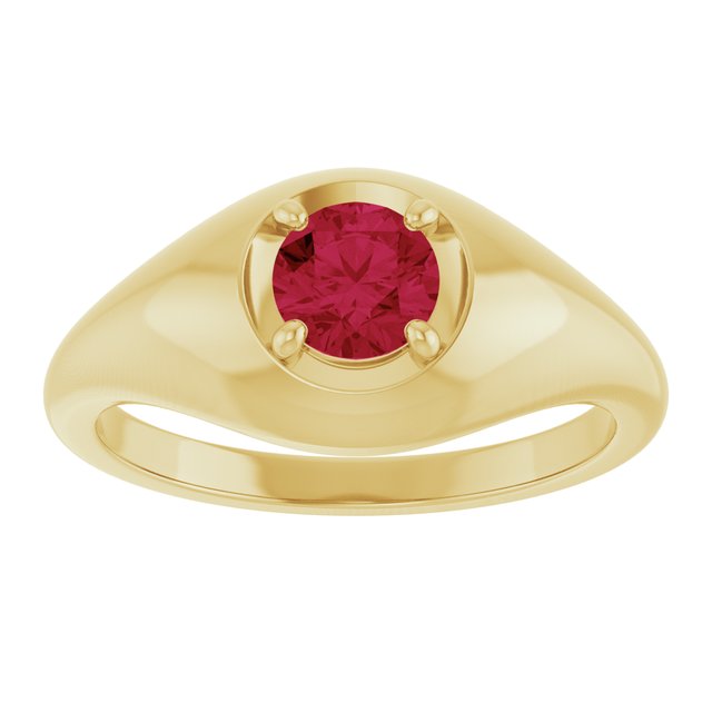 Round Lab-Grown Ruby Solitaire Ring in Gold and Platinum