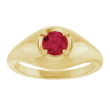Round Lab-Grown Ruby Solitaire Ring in Gold and Platinum