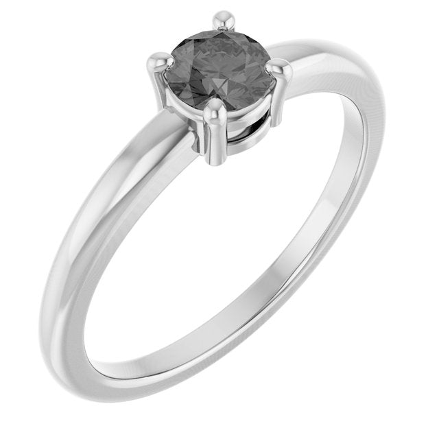 Round Gray Spinel Solitaire Ring in Platinum