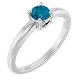 Round London Blue Topaz Solitaire Ring in White Gold