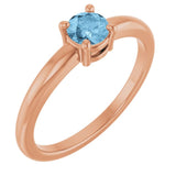 Round Sky Blue Topaz Solitaire Ring in Rose Gold