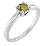 Round Green Sapphire Solitaire Ring in White Gold