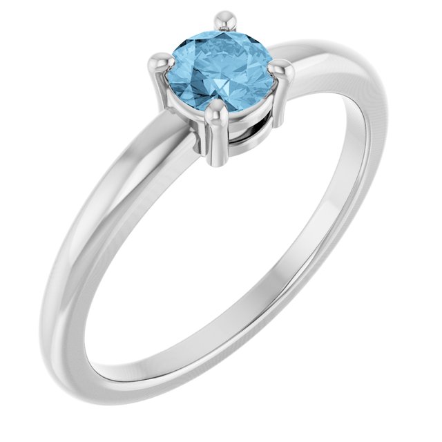 Round Sky Blue Topaz Solitaire Ring in Platinum