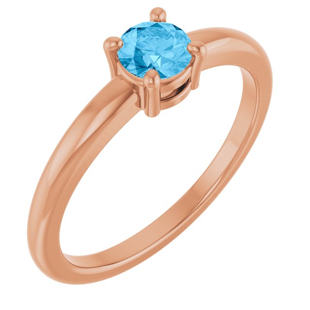 Round Swiss Blue Topaz Solitaire Ring in Rose Gold