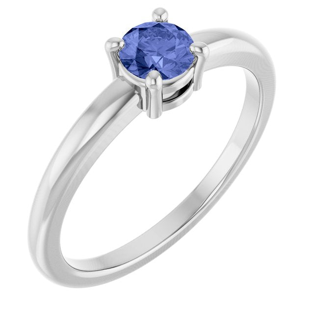 Round Tanzanite Solitaire Ring in White Gold