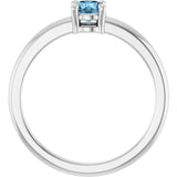 Round Sky Blue Topaz Solitaire Ring in Platinum