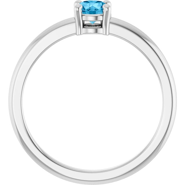 Round Swiss Blue Topaz Solitaire Ring in Platinum
