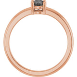 Round Gray Spinel Solitaire Ring in Rose Gold