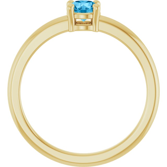 Round Swiss Blue Topaz Solitaire Ring in Yellow Gold