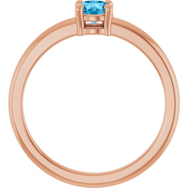 Round Swiss Blue Topaz Solitaire Ring in Rose Gold