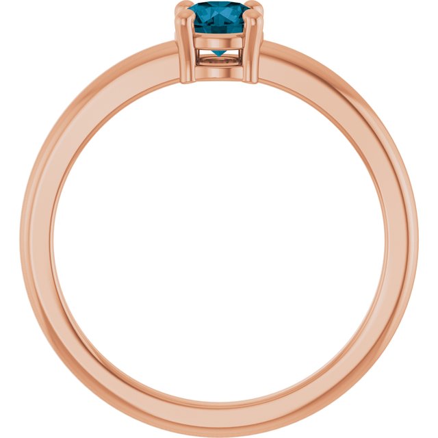Round London Blue Topaz Solitaire Ring in Rose Gold