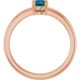 Round London Blue Topaz Solitaire Ring in Rose Gold