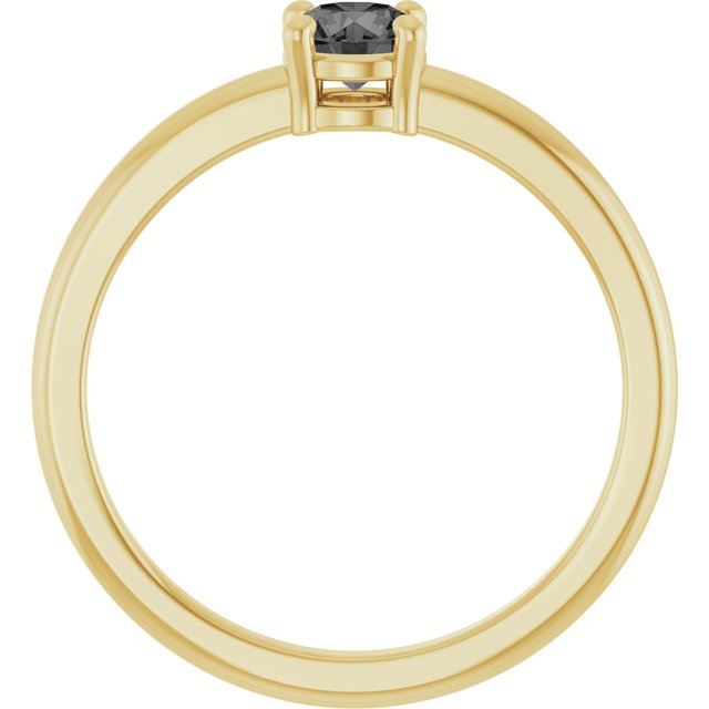 Round Gray Spinel Solitaire Ring in Yellow Gold