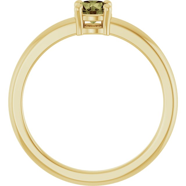 Round Green Sapphire Solitaire Ring in Yellow Gold