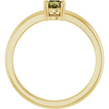 Round Green Sapphire Solitaire Ring in Yellow Gold