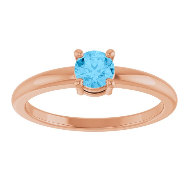 Round Swiss Blue Topaz Solitaire Ring in Rose Gold