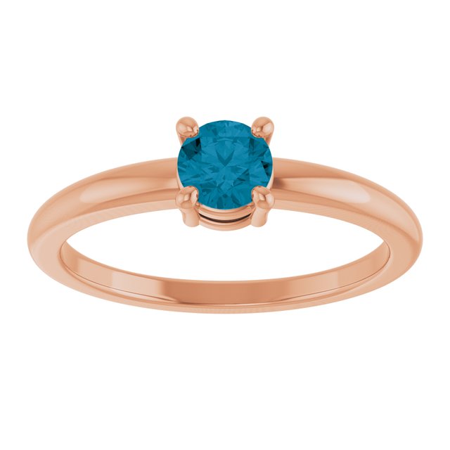 Round London Blue Topaz Solitaire Ring in Rose Gold