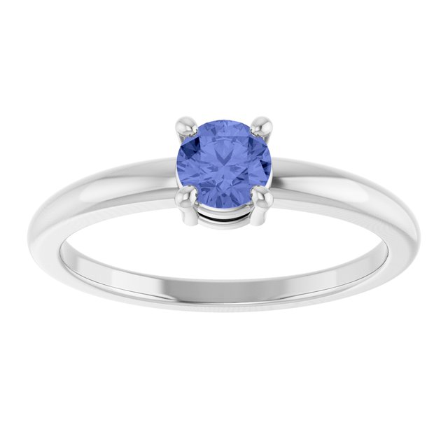 Round Tanzanite Solitaire Ring in Gold and Platinum