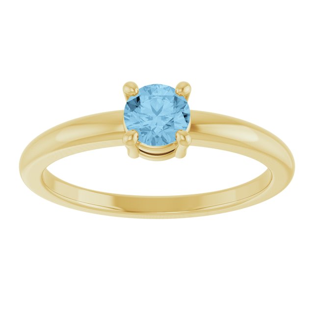 Round Sky Blue Topaz Solitaire Ring in Yellow Gold