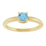 Round Sky Blue Topaz Solitaire Ring in Yellow Gold