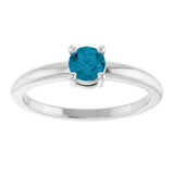 Round London Blue Topaz Solitaire Ring in White Gold
