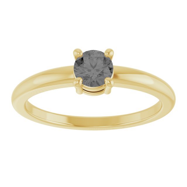 Round Gray Spinel Solitaire Ring in Yellow Gold