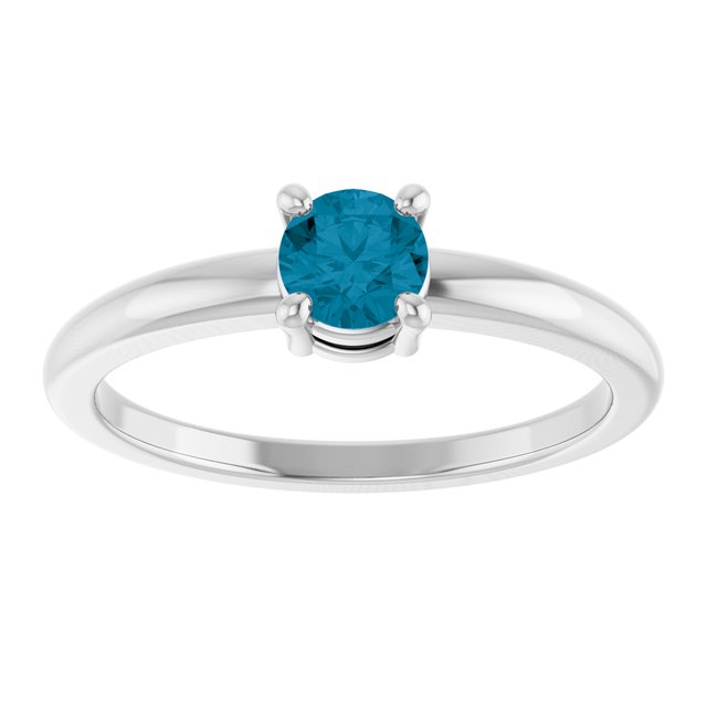 Round London Blue Topaz Solitaire Ring in Platinum