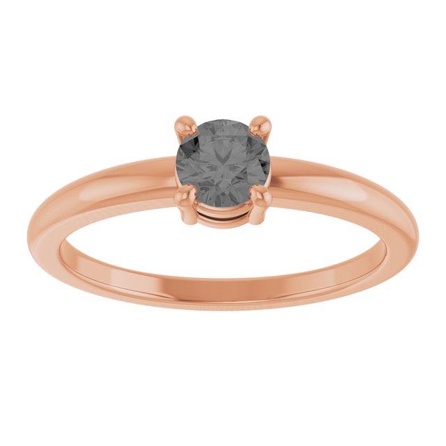 Round Gray Spinel Solitaire Ring in Rose Gold