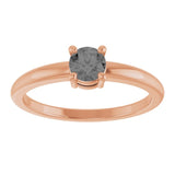 Round Gray Spinel Solitaire Ring in Rose Gold
