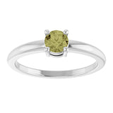 Round Green Sapphire Solitaire Ring in White Gold