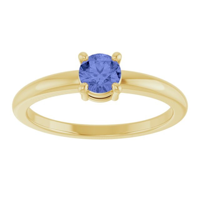 Round Tanzanite Solitaire Ring in Yellow Gold
