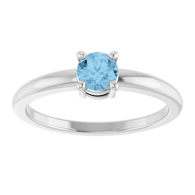 Round Sky Blue Topaz Solitaire Ring in White Gold