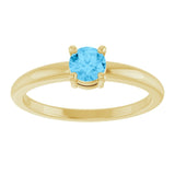 Round Swiss Blue Topaz Solitaire Ring in Yellow Gold