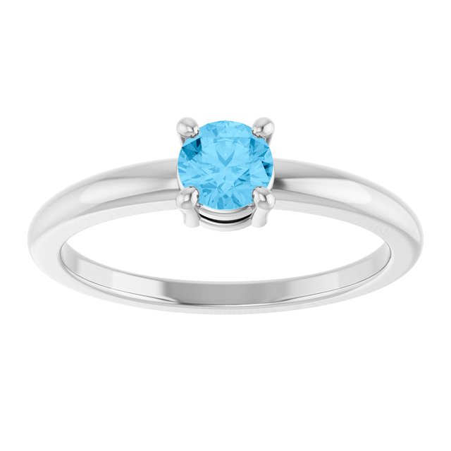 Round Swiss Blue Topaz Solitaire Ring in Platinum