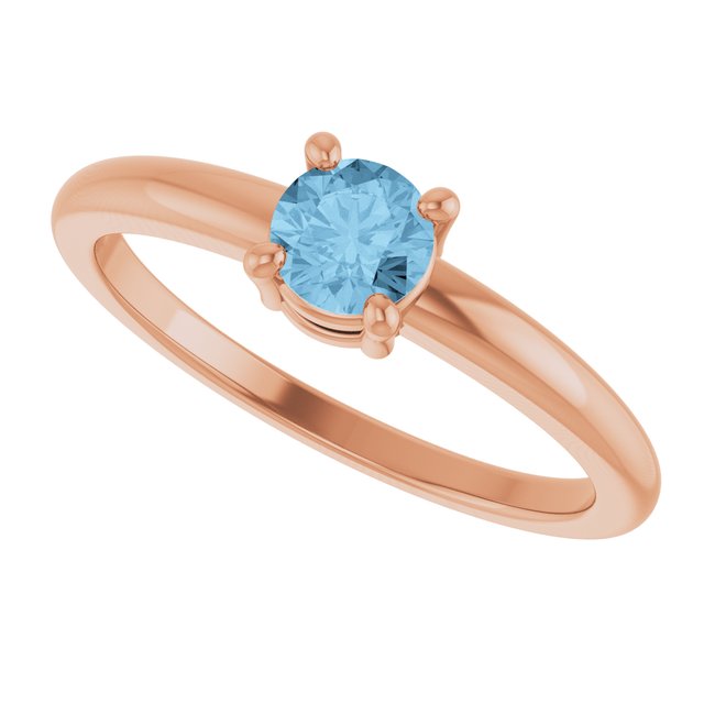 Round Sky Blue Topaz Solitaire Ring in Rose Gold