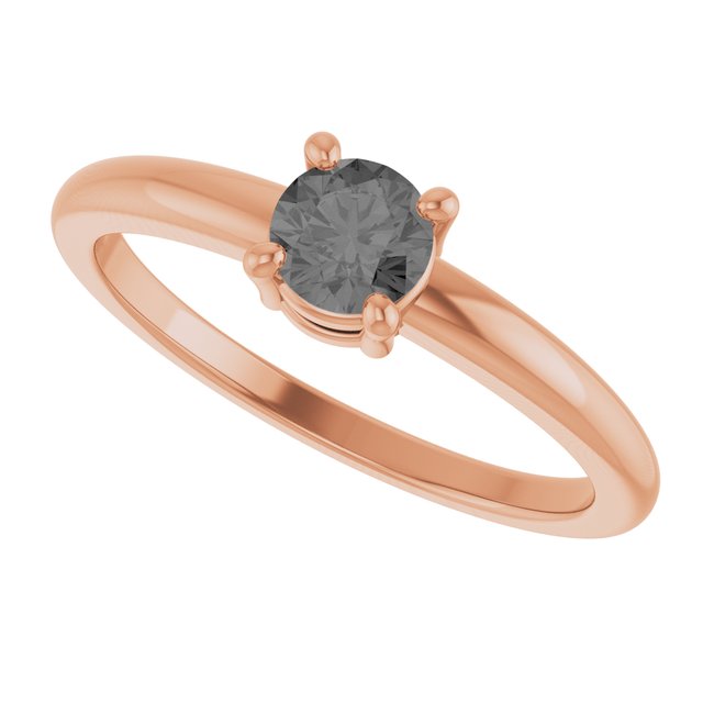 Round Gray Spinel Solitaire Ring in Rose Gold