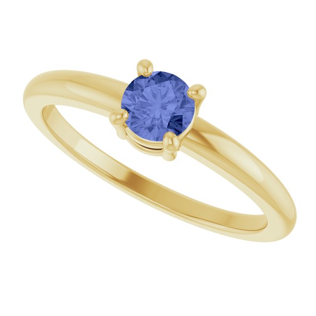 Round Tanzanite Solitaire Ring in Yellow Gold