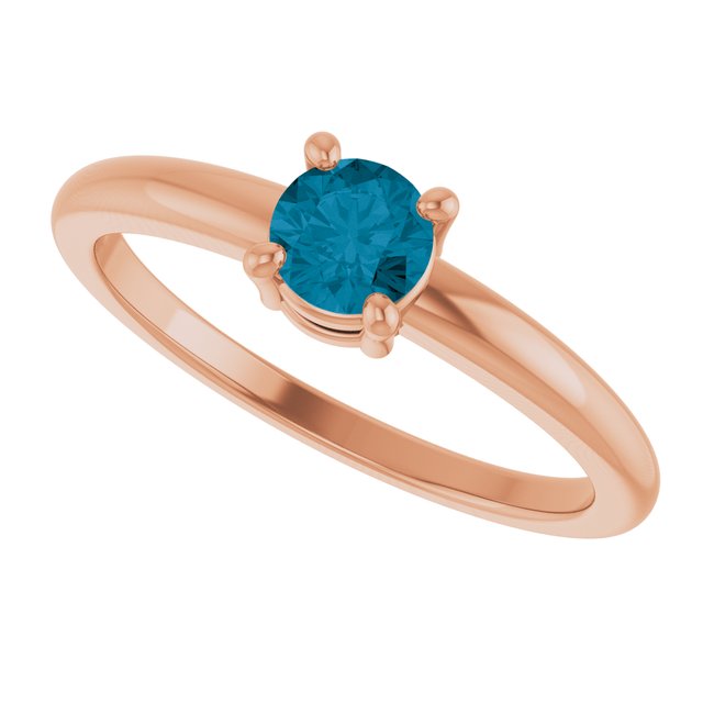 Round London Blue Topaz Solitaire Ring in Rose Gold