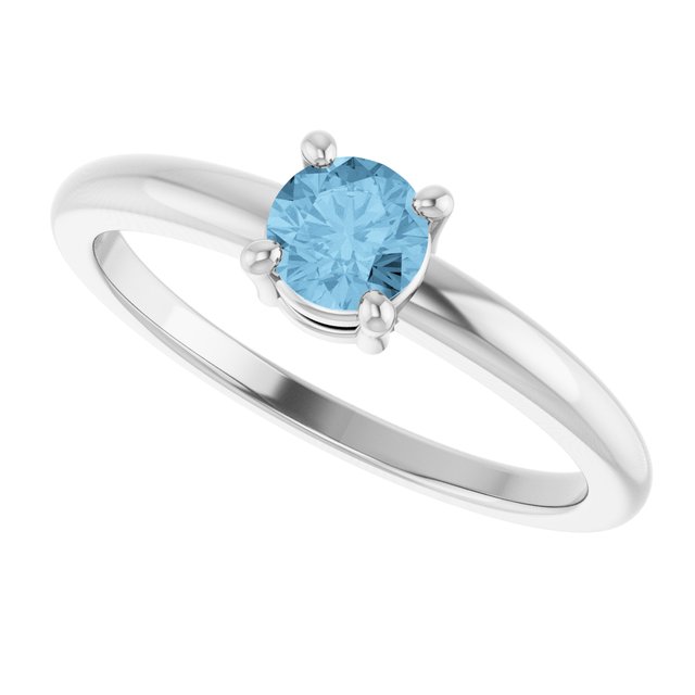 Round Sky Blue Topaz Solitaire Ring in Platinum