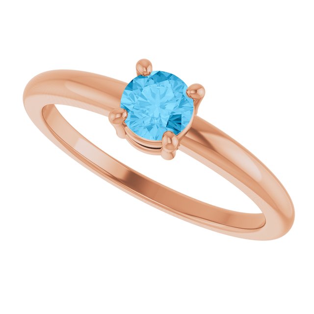 Round Swiss Blue Topaz Solitaire Ring in Rose Gold