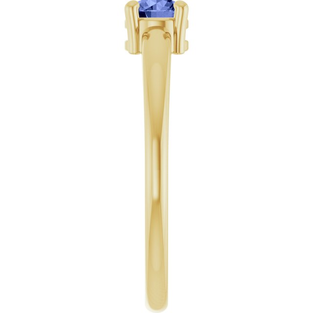 Round Tanzanite Solitaire Ring in Yellow Gold