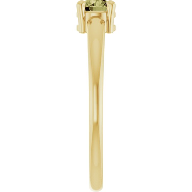 Round Green Sapphire Solitaire Ring in Yellow Gold