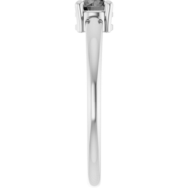 Round Gray Spinel Solitaire Ring in Platinum
