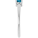 Round London Blue Topaz Solitaire Ring in White Gold