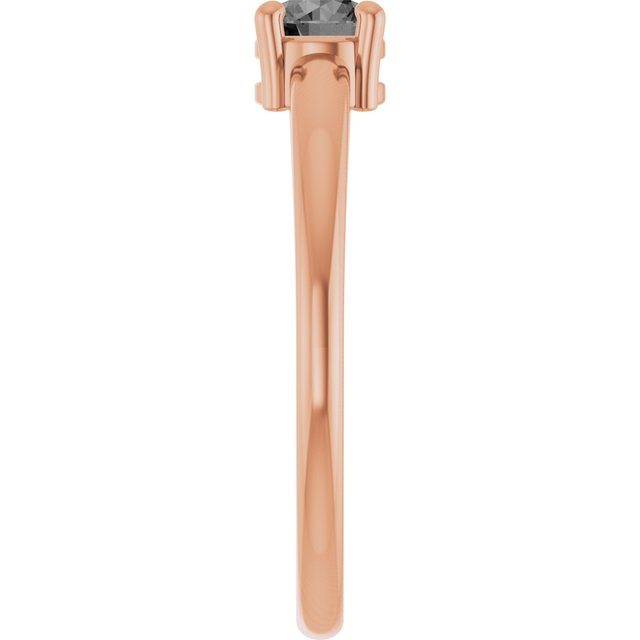 Round Gray Spinel Solitaire Ring in Rose Gold