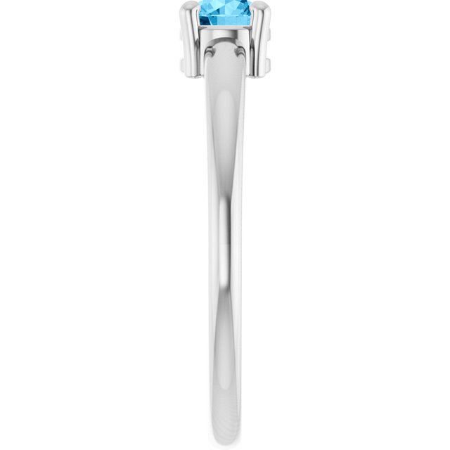 Round Swiss Blue Topaz Solitaire Ring in White Gold