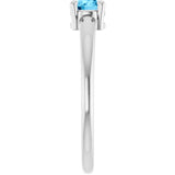 Round Swiss Blue Topaz Solitaire Ring in White Gold