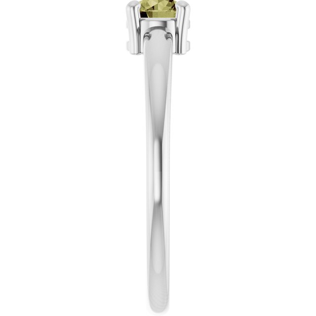Round Green Sapphire Solitaire Ring in White Gold