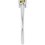 Round Green Sapphire Solitaire Ring in White Gold
